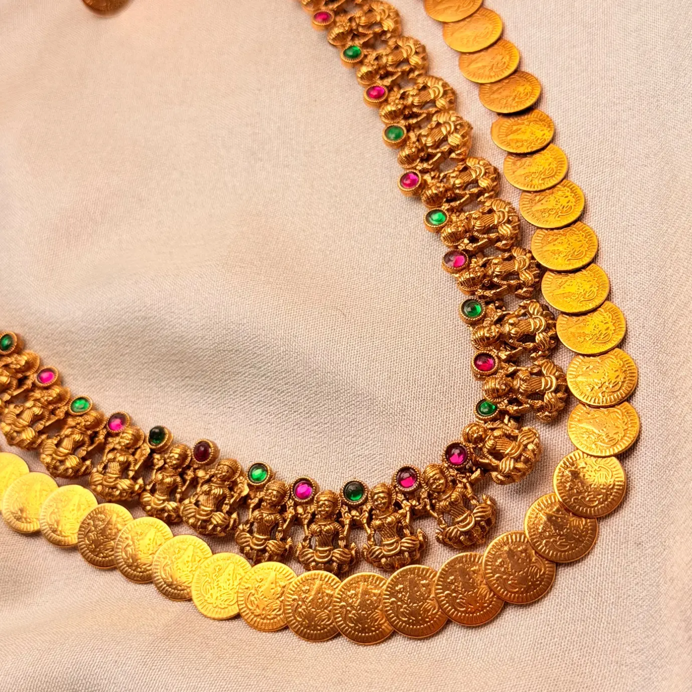 Double layer coin + Lakshmi Kundan Haaram