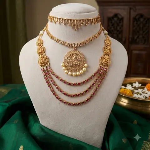 Navratri white Combo 2 ( 3 AD sets with 3 pairs of earrings)