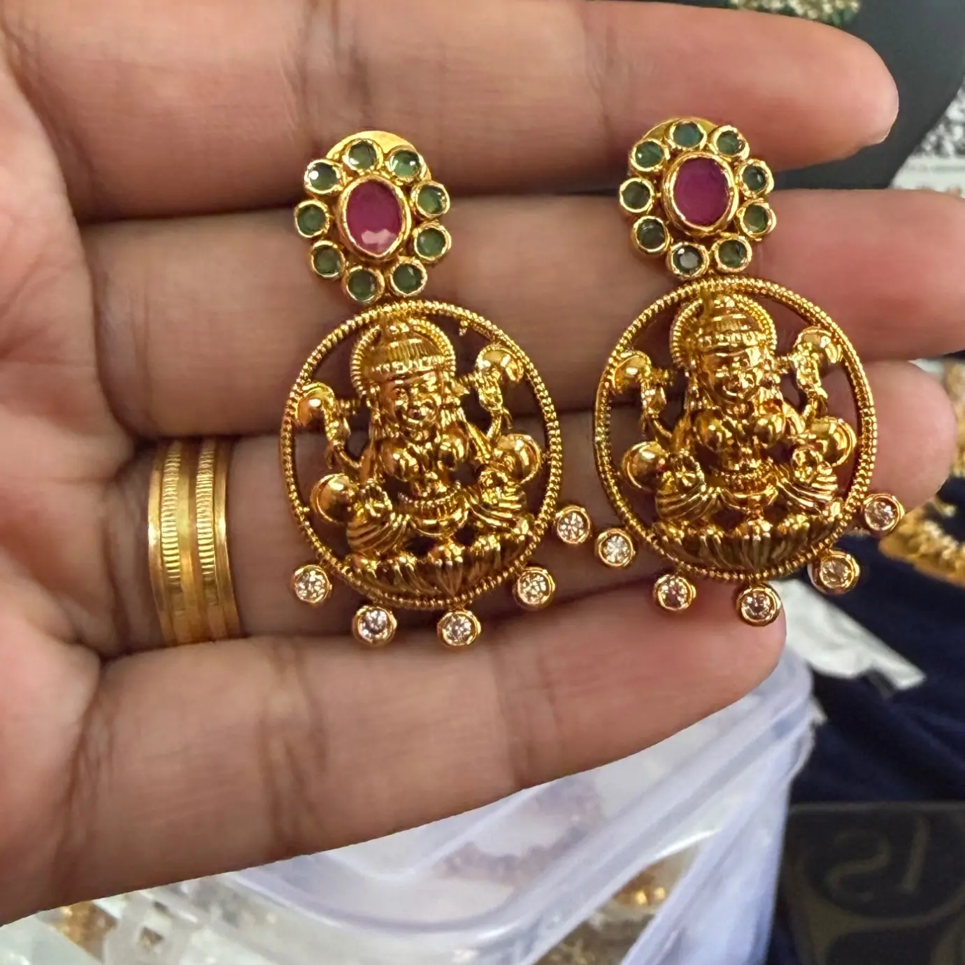 Navratri white Combo 2 ( 3 AD sets with 3 pairs of earrings)