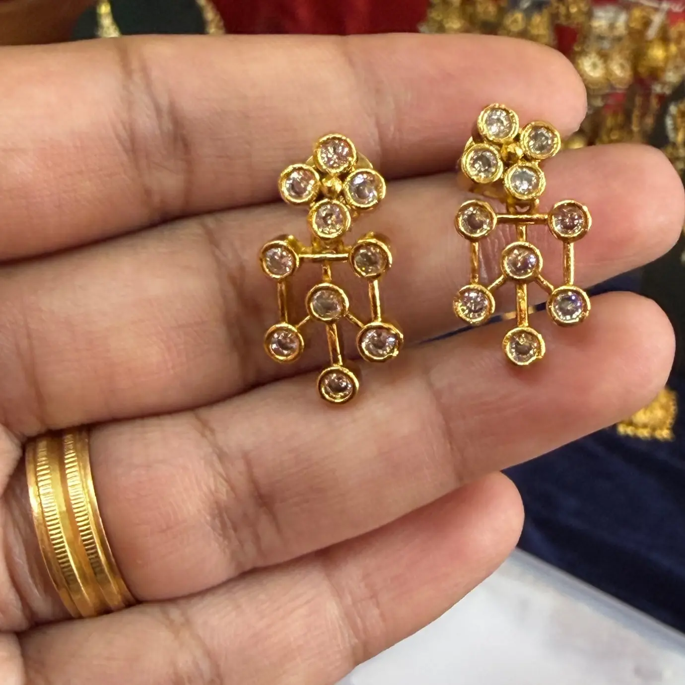 Navratri white Combo 2 ( 3 AD sets with 3 pairs of earrings)