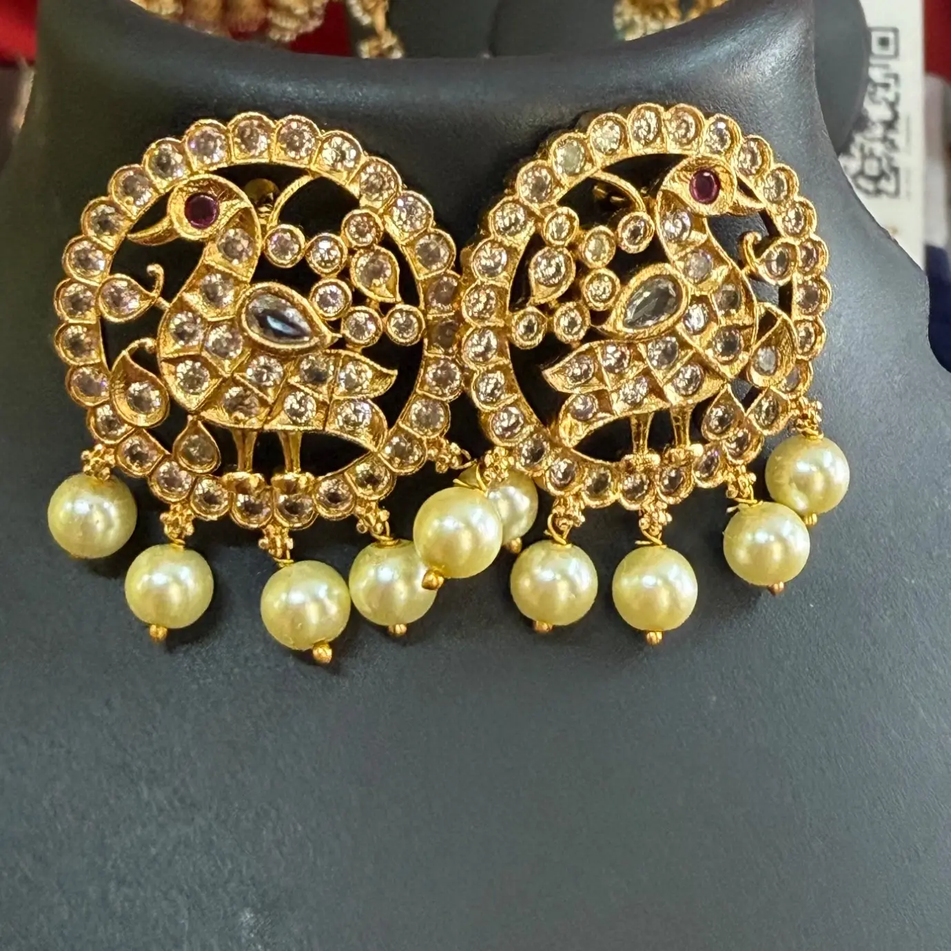Navratri white Combo 2 ( 3 AD sets with 3 pairs of earrings)