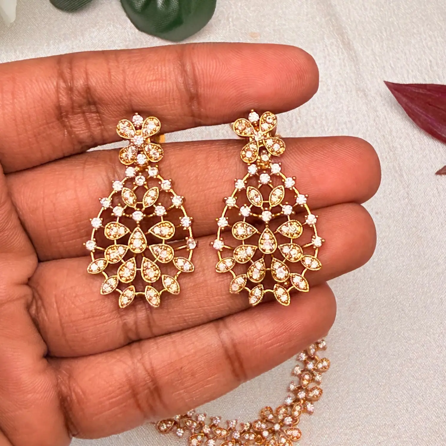 Luminous Floral CZ Necklace Set