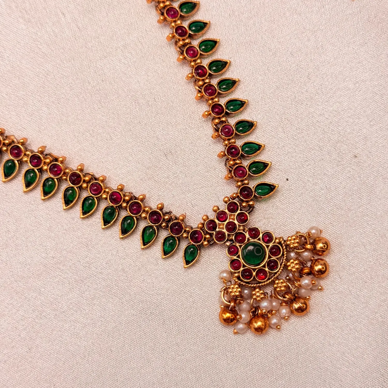 Royal Ruby & Emerald Kemp Long Haram Set
