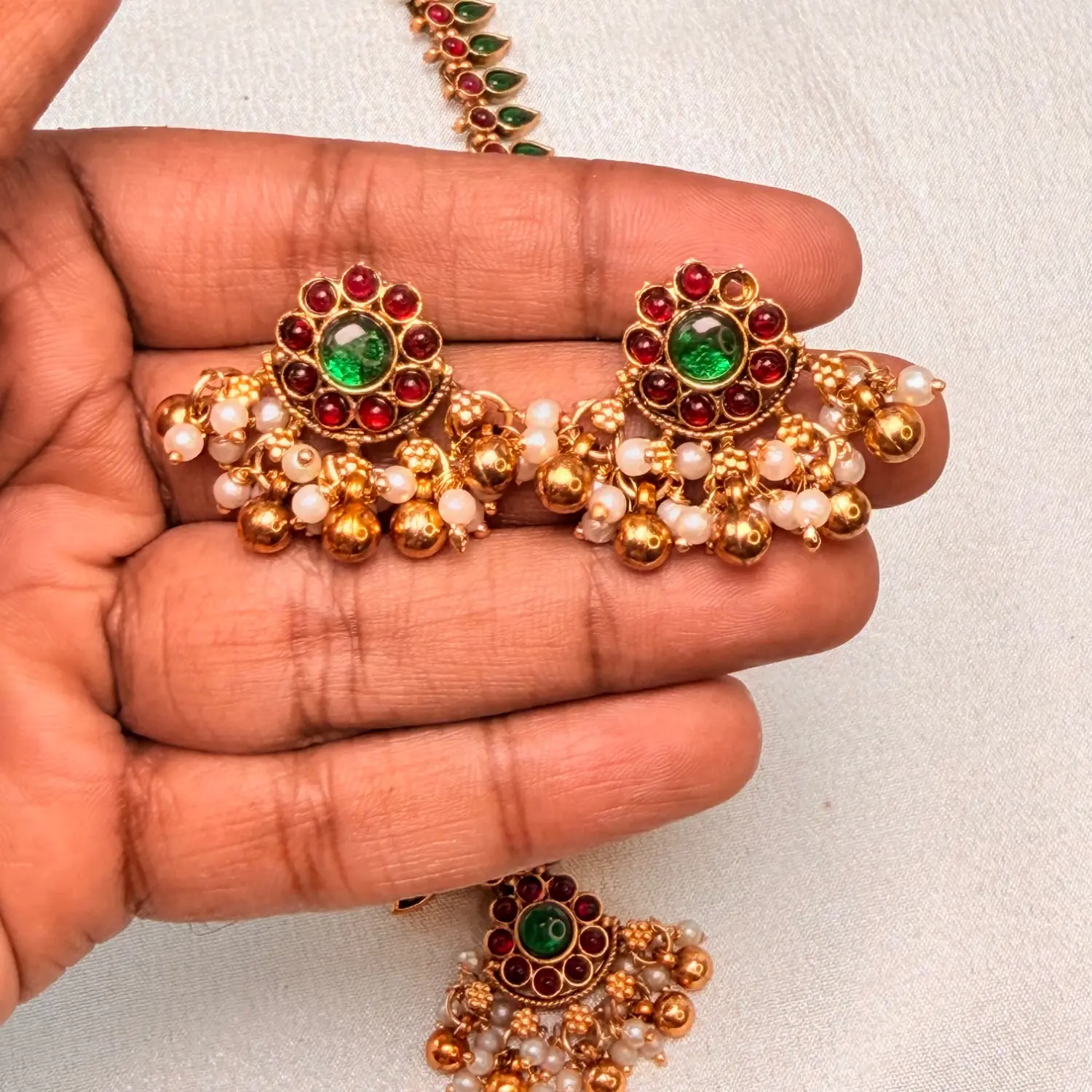 Royal Ruby & Emerald Kemp Long Haram Set