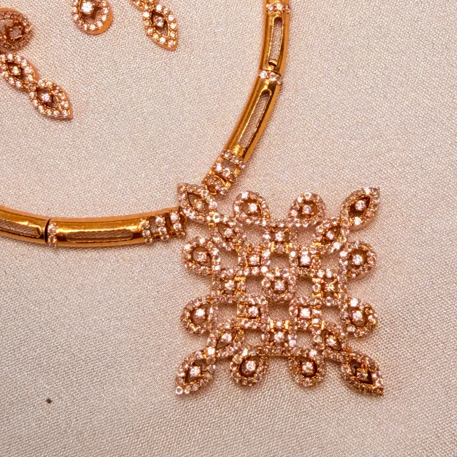 Geometric CZ Collar Necklace Set