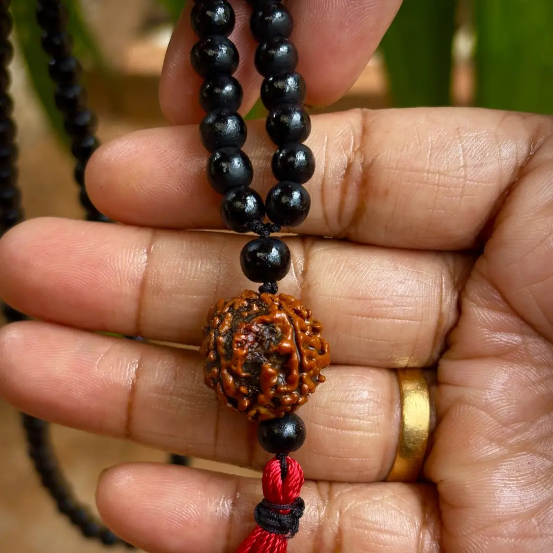 8mm Karungali With 5 Face Rudraksham