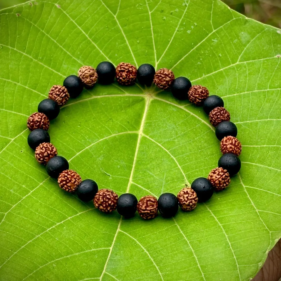 Premium 8mm Karungali Rudraksha Mixed Bracelet