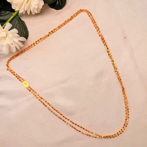 Double-Strand Faceted Beaded Gold Chain Necklace