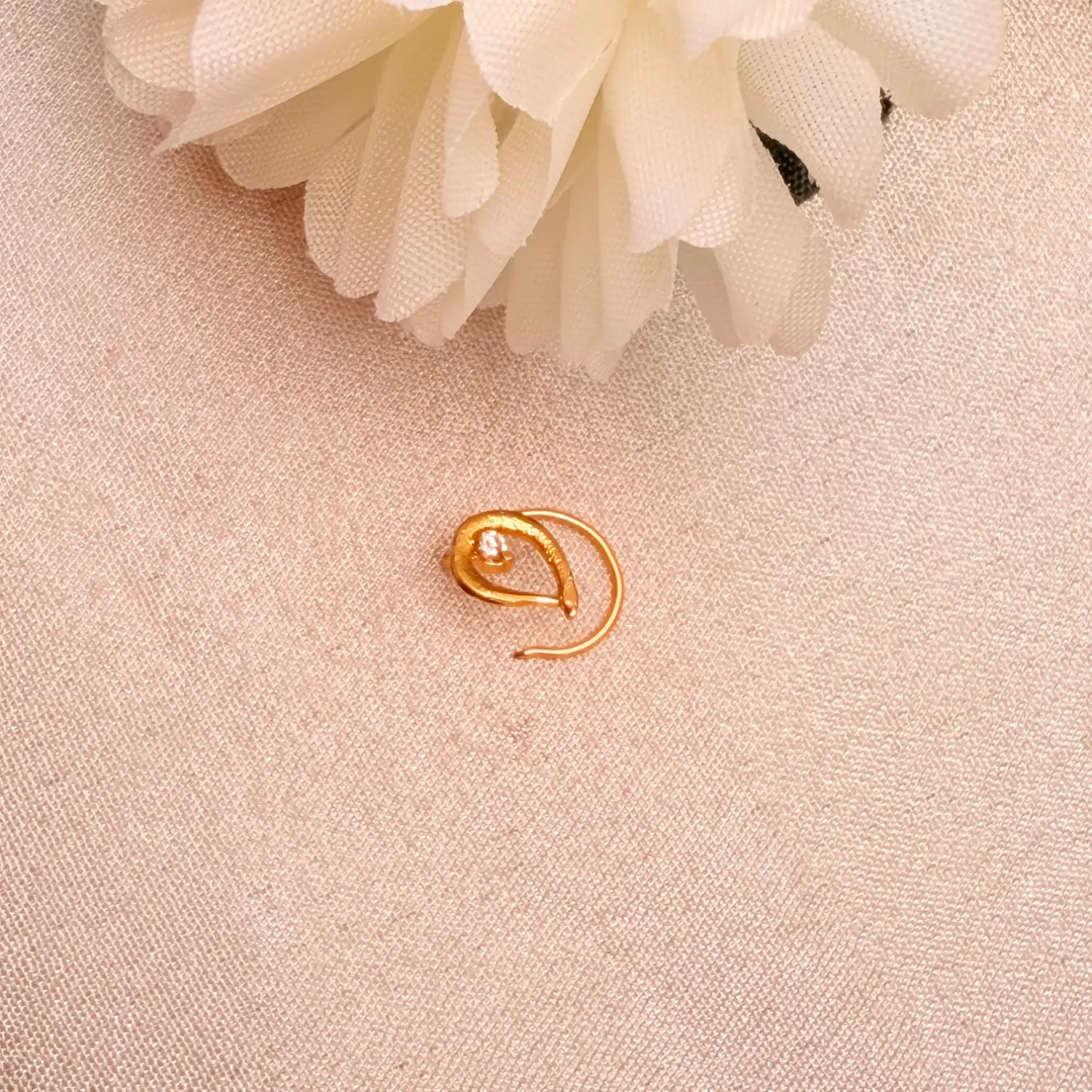 Teardrop CZ Solitaire Gold-Plated Nose Pin