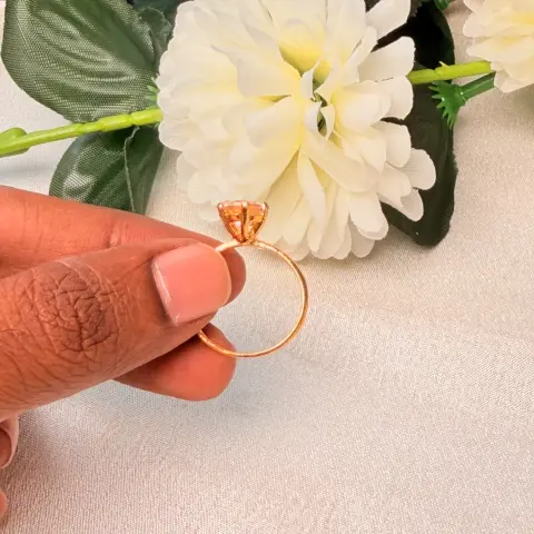 Solitaire CZ Gold-Plated Finger Ring