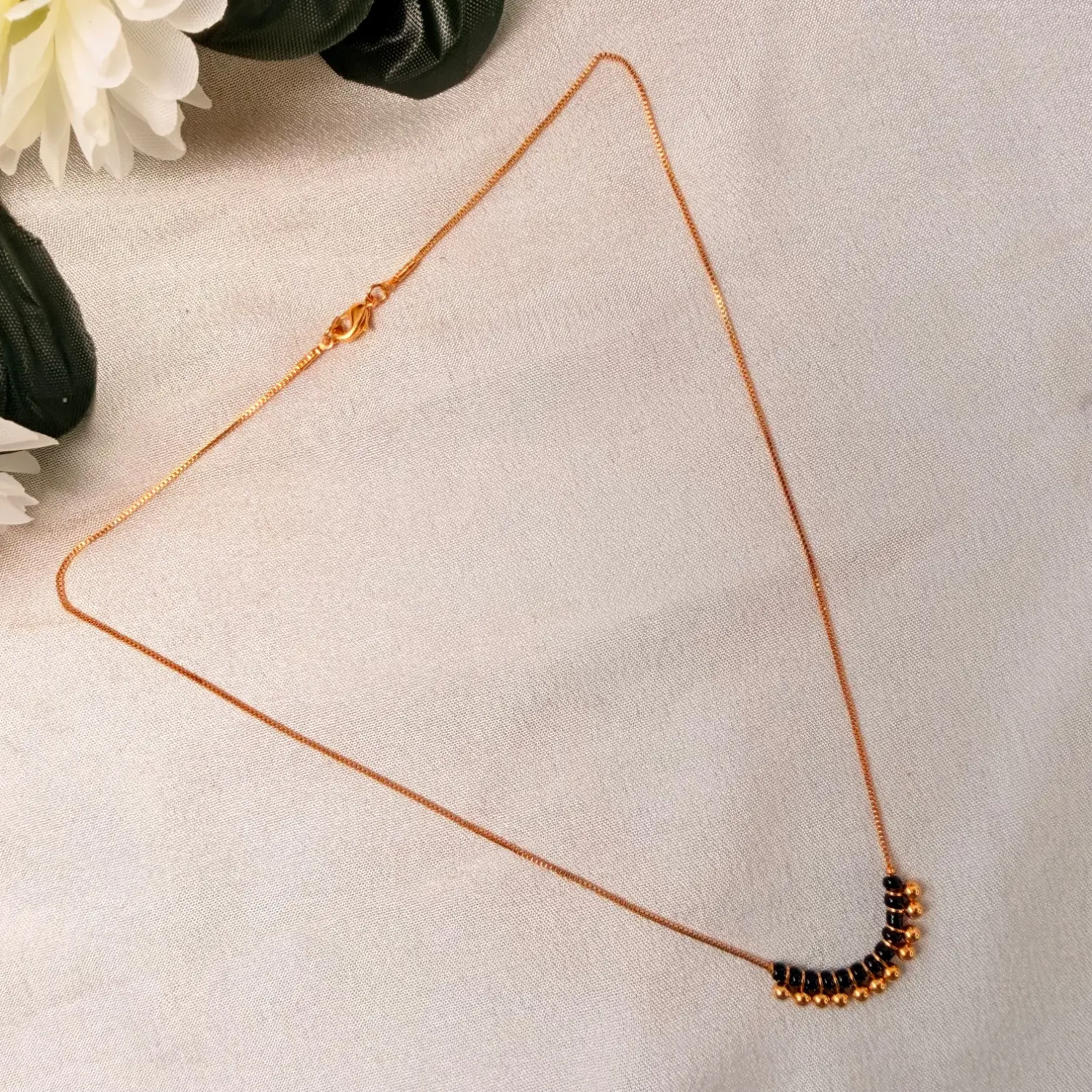 Central Black Bead Cluster Mangalsutra Chain