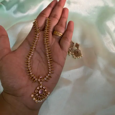 Nithya Menon Inspired Pastel Pink Neck Set