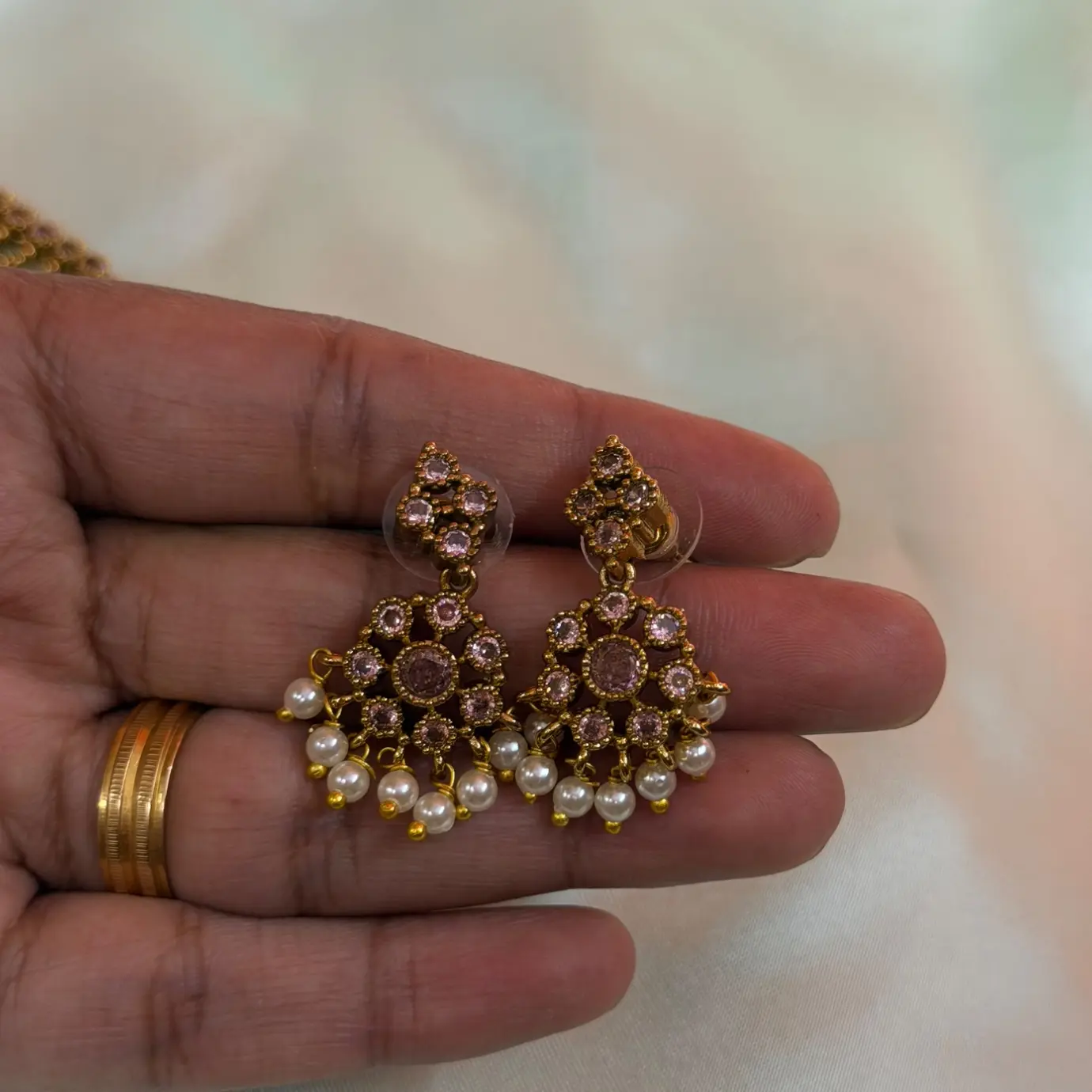 Nithya Menon Inspired Pastel Pink Neck Set