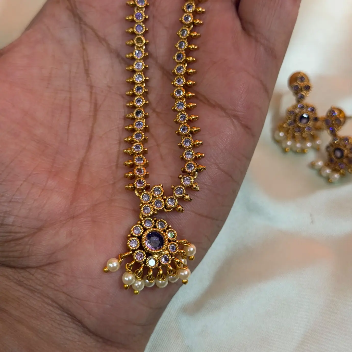 Nithya Menon Inspired Lavender Neck Set