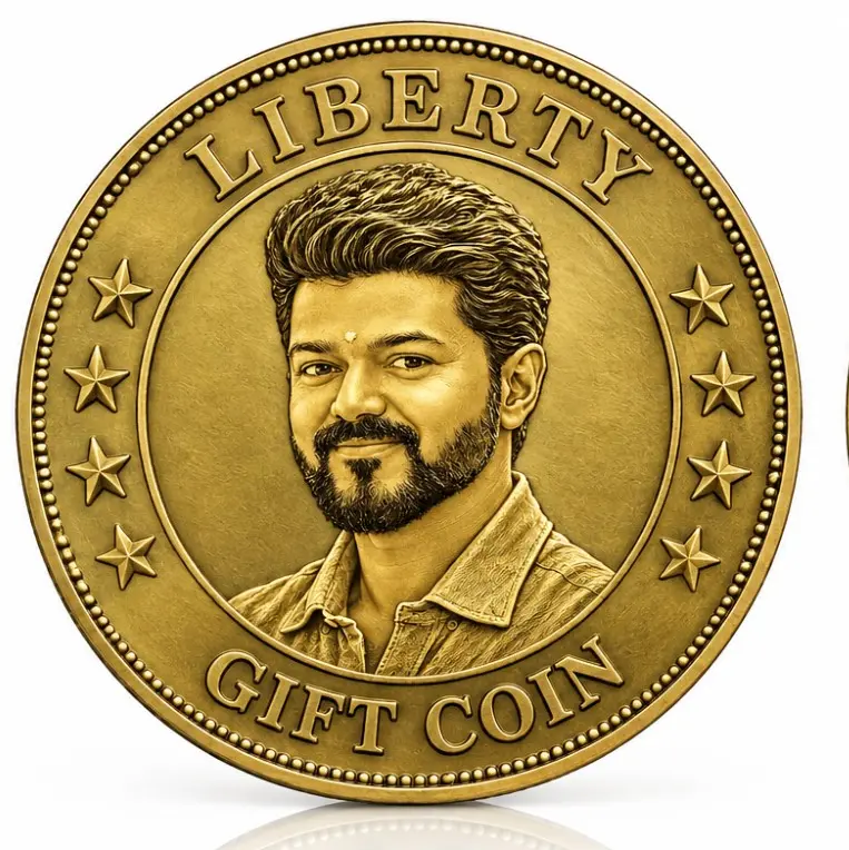 TVK Gold Gift Coin 2026 | Vijay Portrait Commemorative Coin | Tamil Nadu Map Design | Premium Collectible Gift Coin