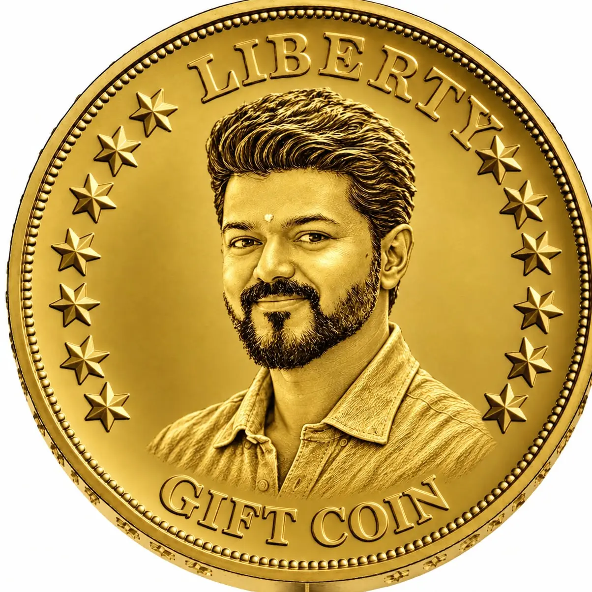 TVK Gold Gift Coin 2026 | Vijay Portrait Commemorative Coin | Tamil Nadu Map Design | Premium Collectible Gift Coin