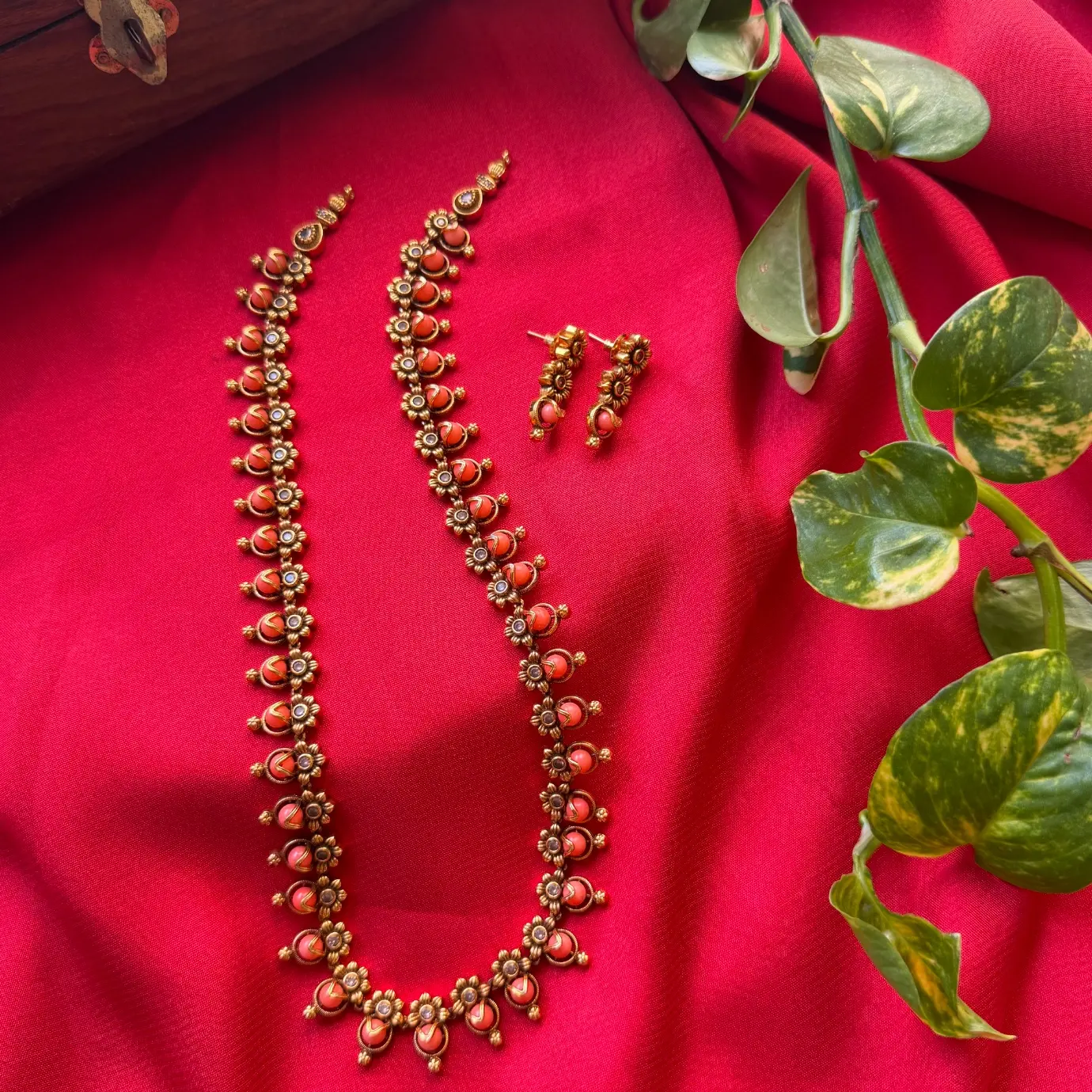 Premium Pink Coral Finish Long Haaram