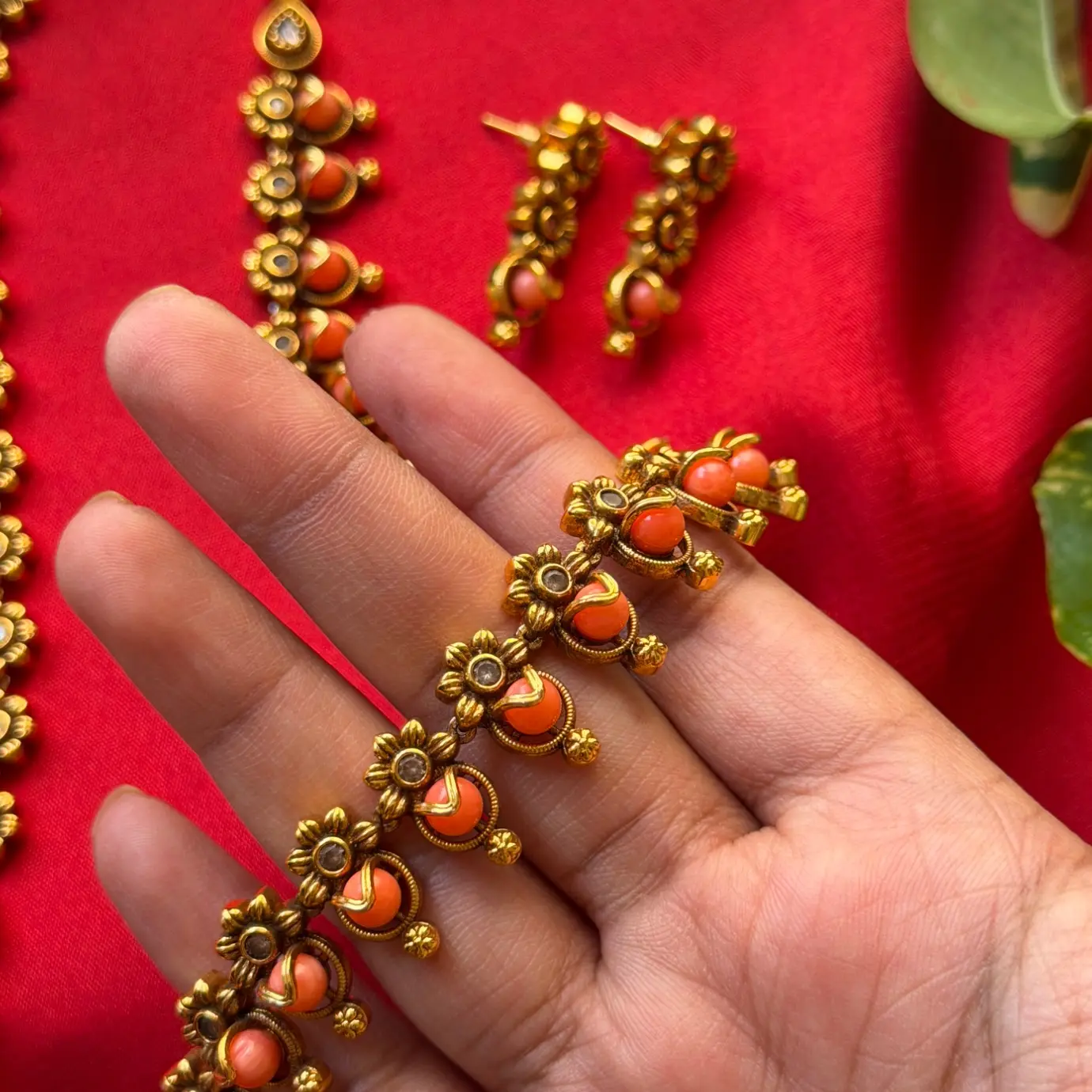 Premium Pink Coral Finish Long Haaram