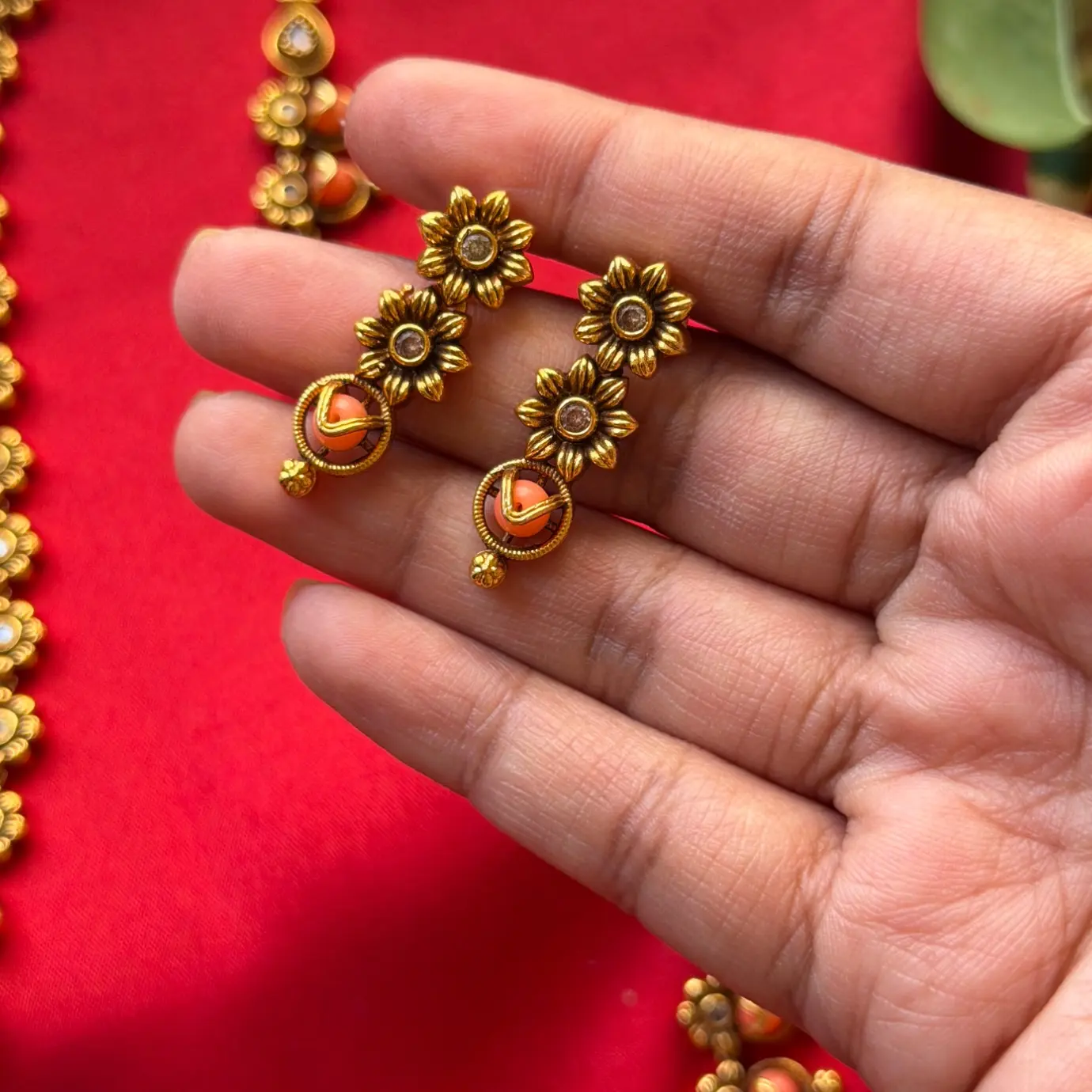 Premium Pink Coral Finish Long Haaram