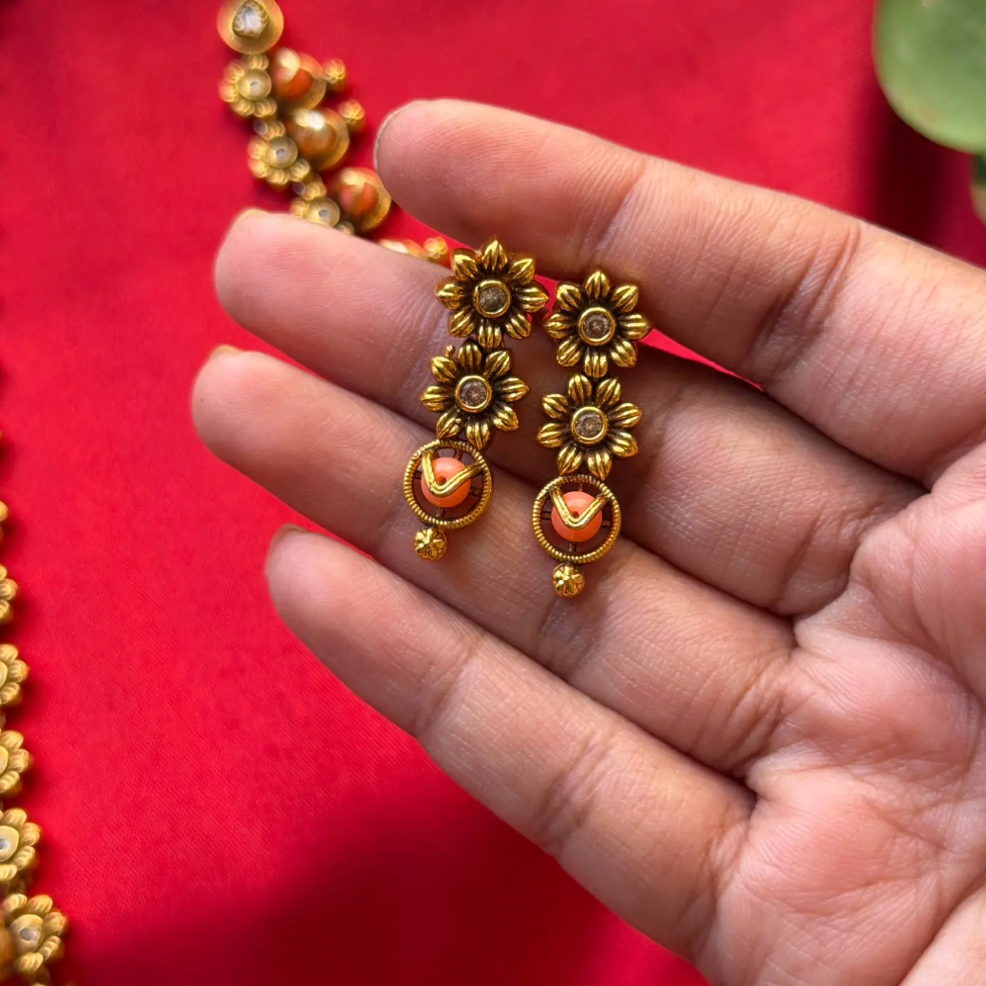 Premium Pink Coral Swarovski Pearl Haaram