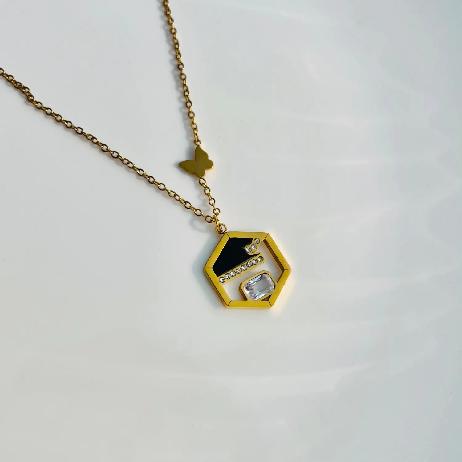 Hexagonal Kaaba Pendant Necklace