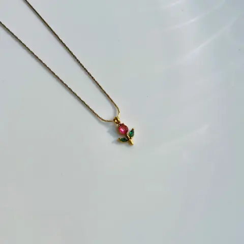 Pink tulip neck chain