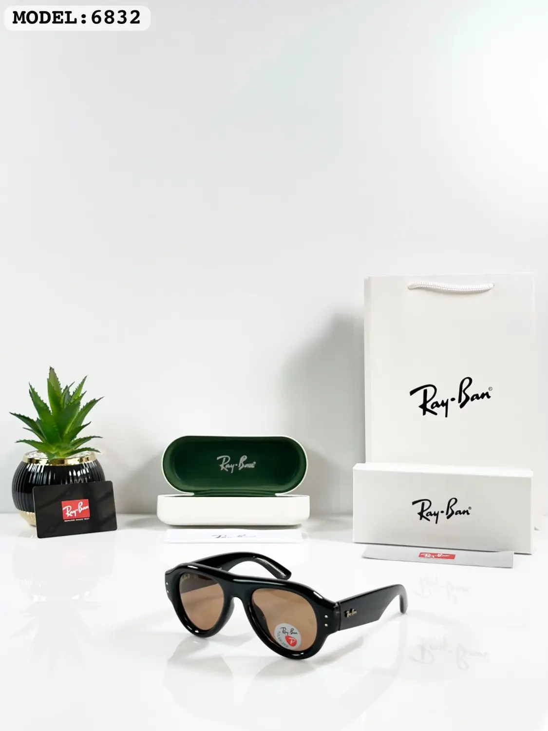 RAYBAN PUFFER 6832 BLACK BROWN