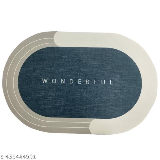 SWILAN  Water Absorbing Bathroom Mat Door Mat for Home Anti Skid Mat for Bathroom Floor Mat Rubber Backed Anti-Slip Non Slip mat for Home, Kitchen (40 x 60 cm) (Oval PACK OF 2 PCS)