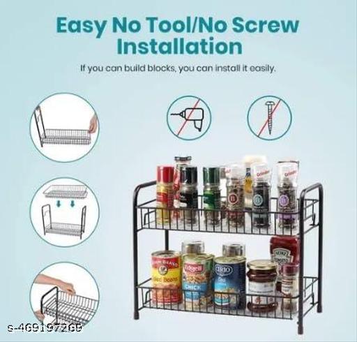 Stella Metal Kitchen Storage Rack – Black