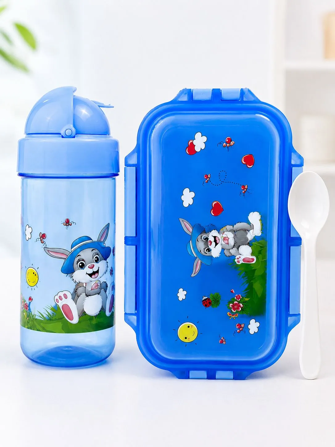 Happy Kids Lunch Box & 500 ml Sipper Set – Blue