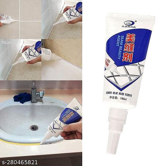 Tiles Gap Filler Waterproof Crack Grout Gap Filler Agent Water Resistant Silicone Sealant for DIY Home Sink Gaps/Grouts Repair Filler Tube Paste for Kitchen, Bathroom (180 Ml White)