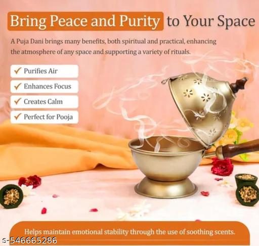 S H Collection Metal Incense Burner with Handle – Gold