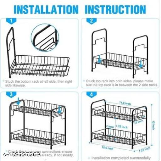 Stella Metal Kitchen Storage Rack – Black