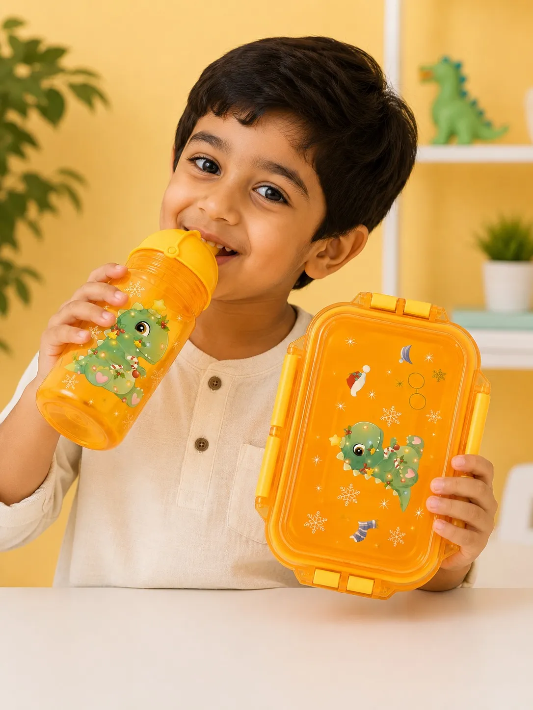 Happy Kids Lunch Box & 500 ml Sipper Set – Orange
