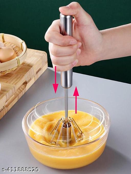 Hand-Push Stainless Steel Rotary Whisk