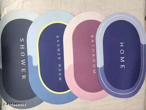 SWILAN  Water Absorbing Bathroom Mat Door Mat for Home Anti Skid Mat for Bathroom Floor Mat Rubber Backed Anti-Slip Non Slip mat for Home, Kitchen (40 x 60 cm) (Oval PACK OF 2 PCS)