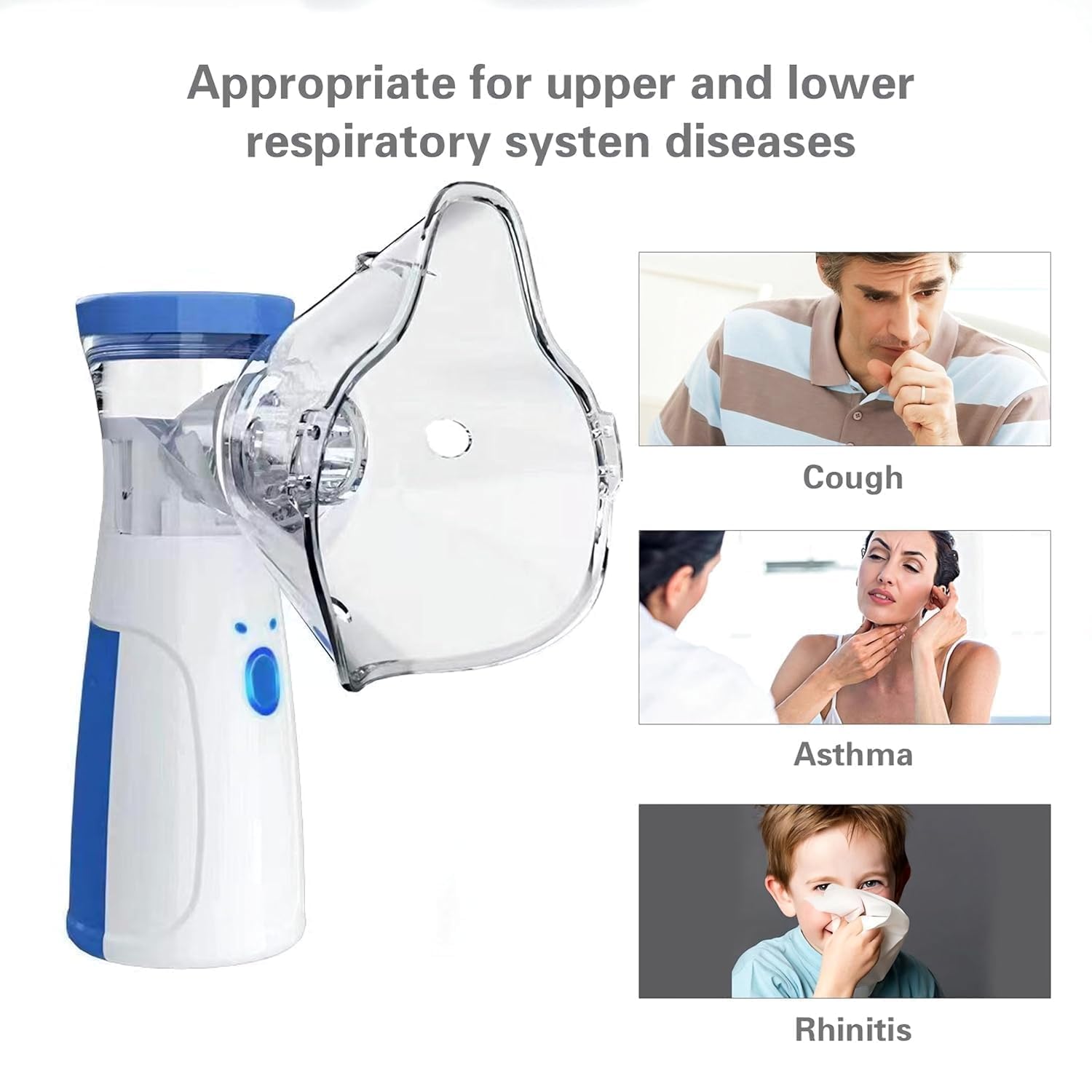 Portable Mesh Nebulizer for Steam Inhalation | Compact Cool Mist Machine for Sinus, Cough & Cold Relief | For Adults & Kids – Home & Travel Use