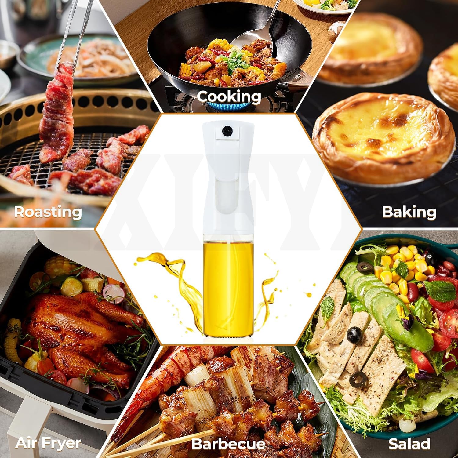 220ML Oils Sprayer for Cooking, Refillable Olive Oil Spray Bottle, Fine Mist Spray Oil Dispenser for Air Fryer, BBQ, Salad, Roasting & Kitchen Use