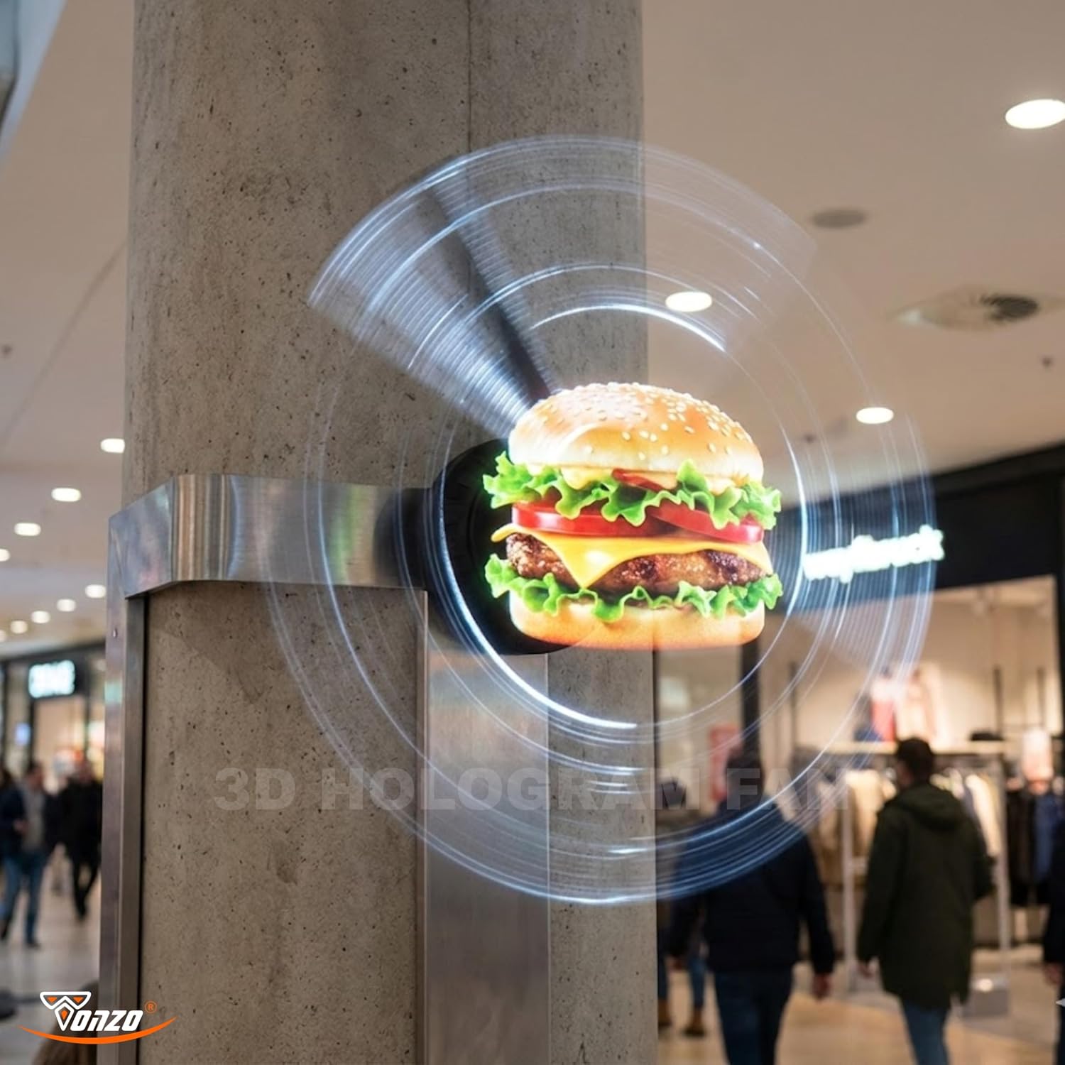 TONZO 42 cm 3D Hologram Fan Display | LED Holographic Advertising Display with 234 LEDs, 2200×234 Resolution, Wi-Fi & Bluetooth App Control | Wall Mount 3D Video & Image Display for Shop