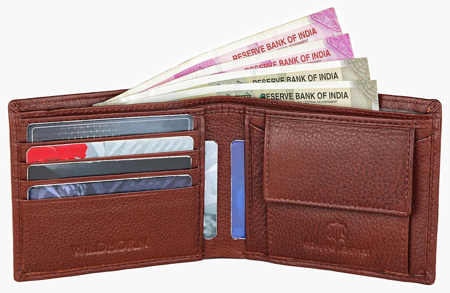 WildHorn Genuine Leather Wallet for Men | Slim Bifold Wallet with RFID Blocking | Multiple Card Slots & Coin Pocket | Premium Leather Mens Wallet