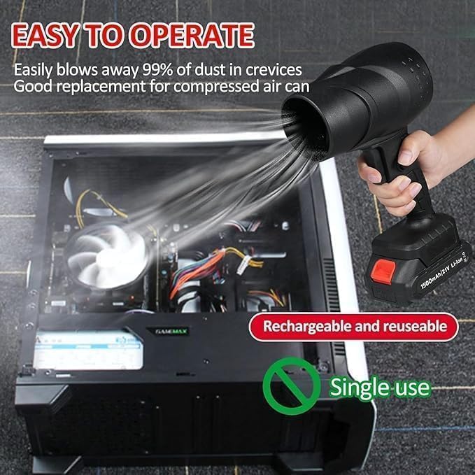 Cordless Air Blower Rechargeable Battery Operated | Portable Handheld Blower for Car, Home & Electronics Cleaning A1