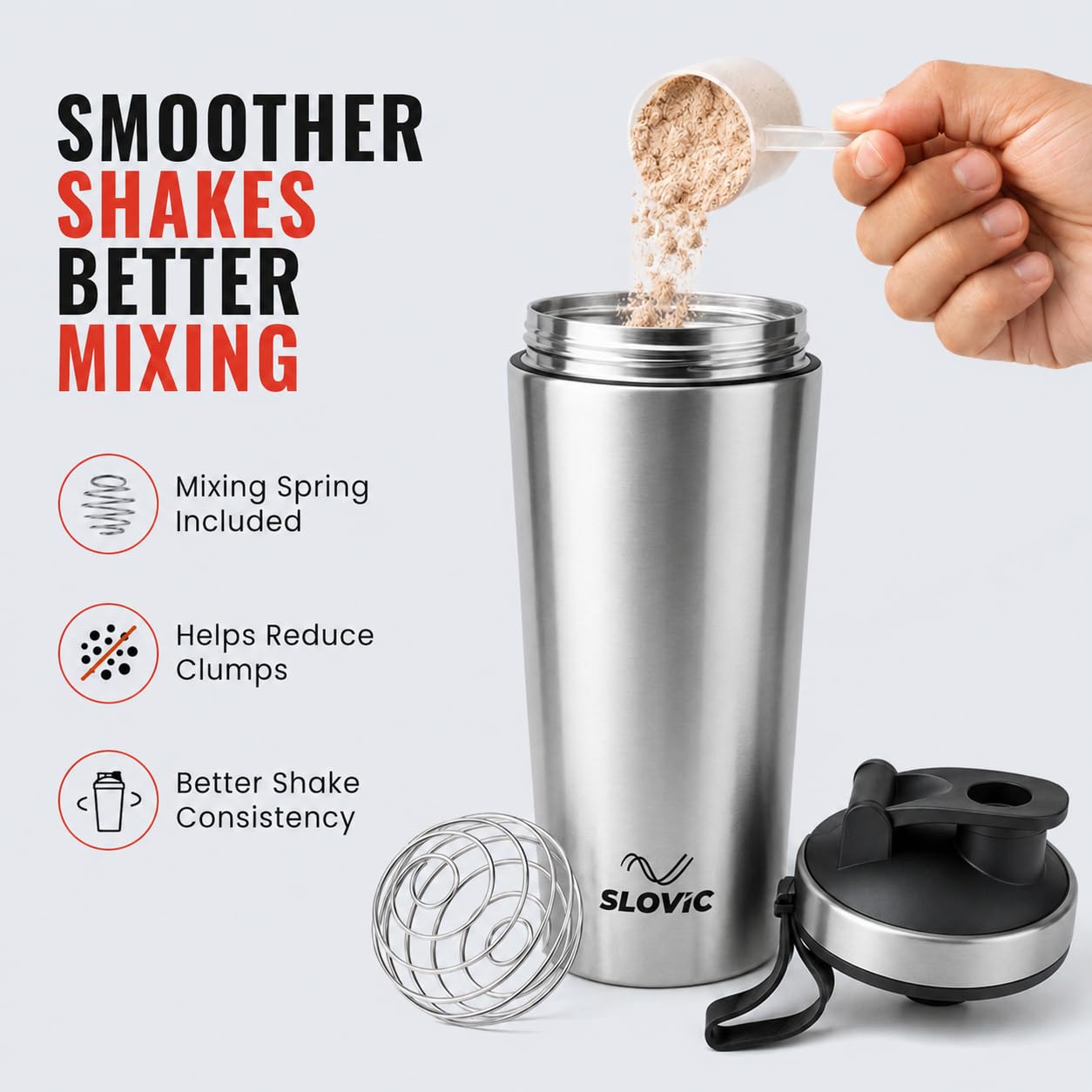 SLOVIC Stainless Steel Shaker for Gym [750 ML] | Protein Shaker Bottle