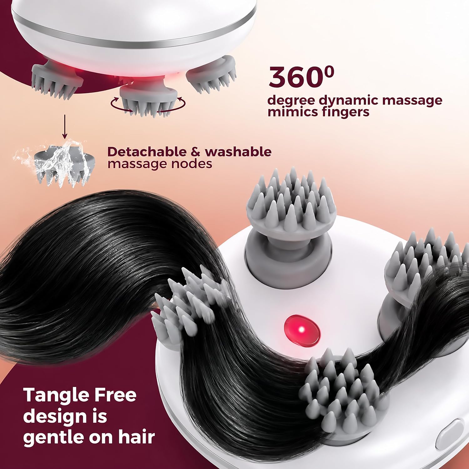 GISMO Smart Electric Scalp Massager - 3D Deep Kneading Head Massager for Stress Relief, Scalp Care & Hair Growth | Cordless USB Rechargeable Full Body Massager for Neck, Shoulders & Back