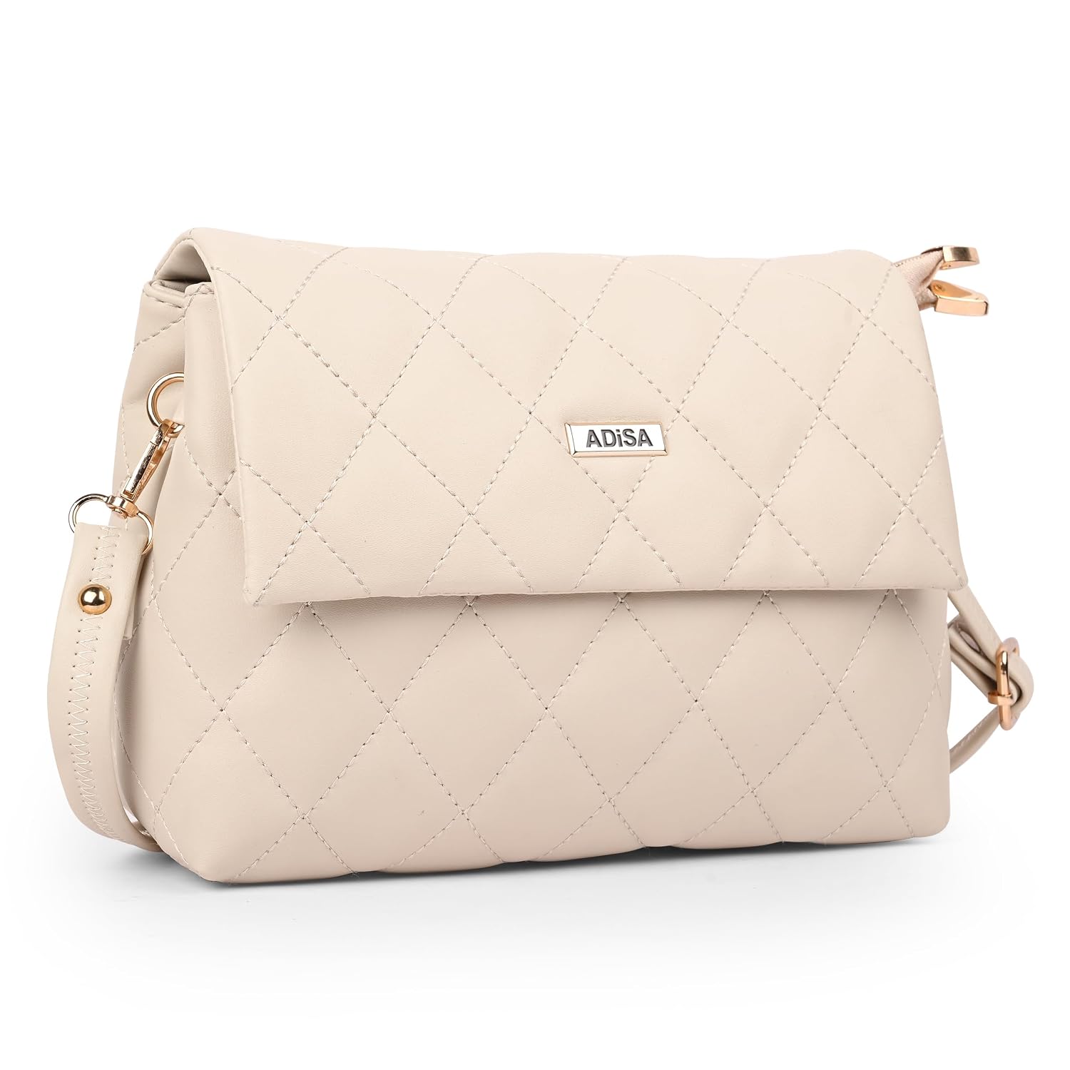 ADISA Women's Girls Quilted Cross Body Sling Bag with Height Adjustable Belt (SL5169)