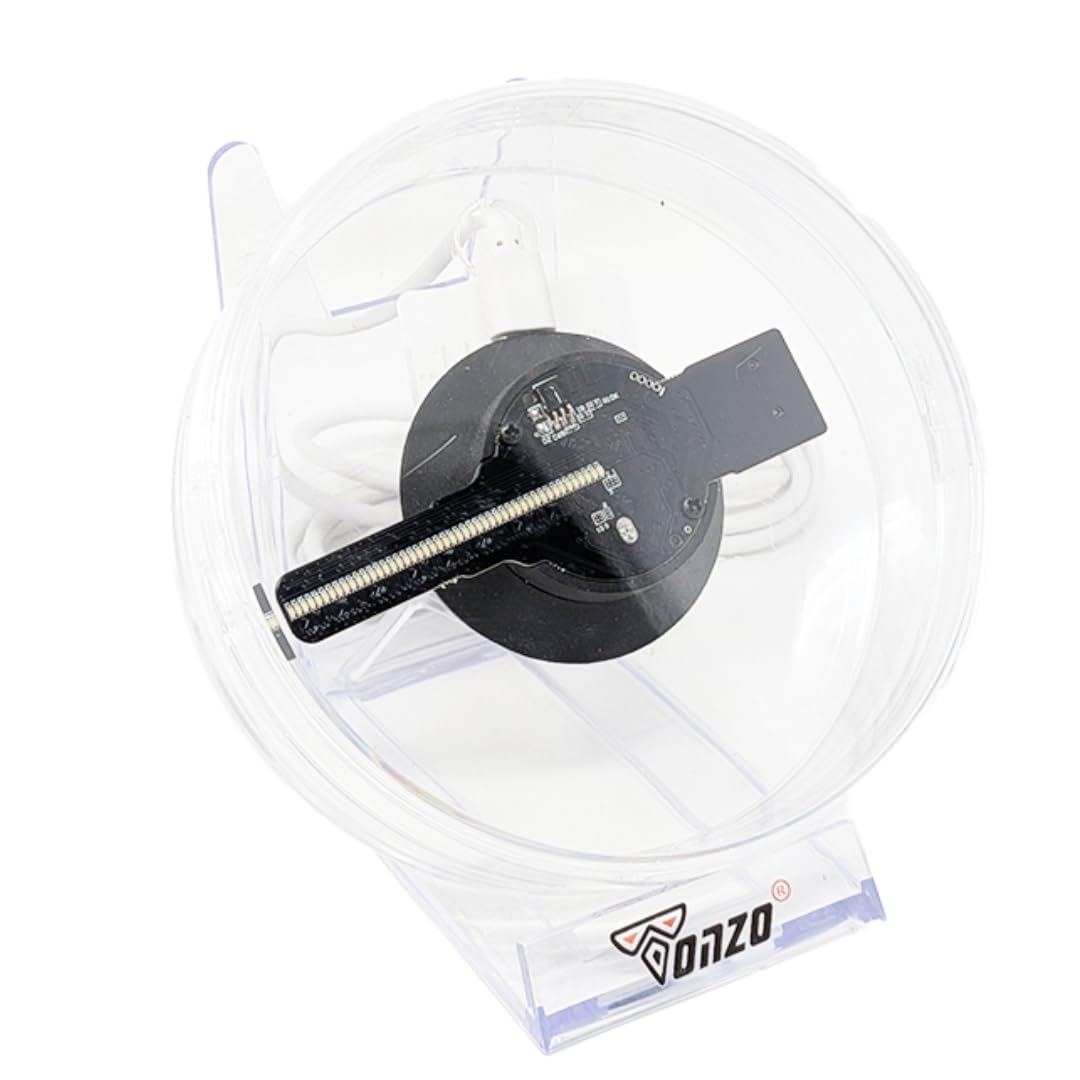 TONZO 11 cm Tabletop 3D Hologram Fan Display with Acrylic Cover | 48 LED Mini Holographic Advertising Display, 2200×160 Resolution, App Control | 3D Video & Image Display for Shop, Parties & Events
