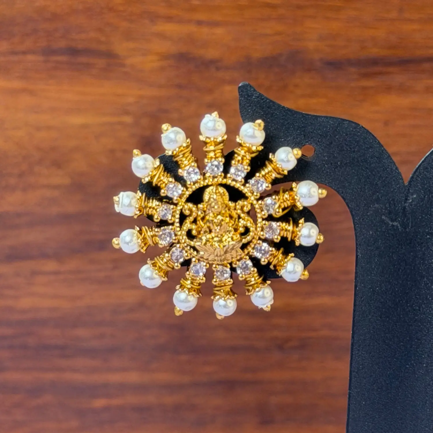 Radiant Goddess Lakshmi Sunburst Stud Earrings