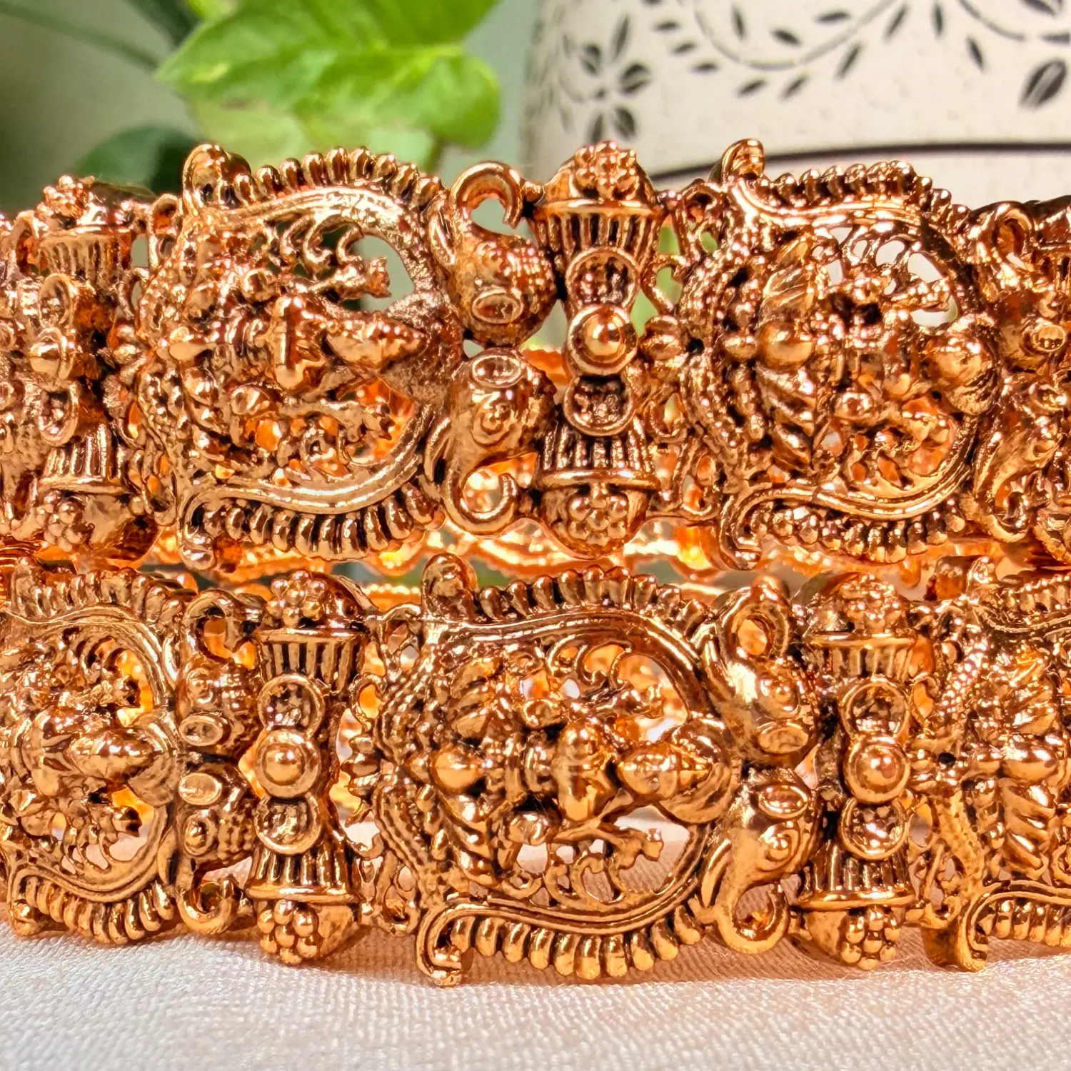 Intricate Temple Design Goddess Lakshmi Antique Bangles