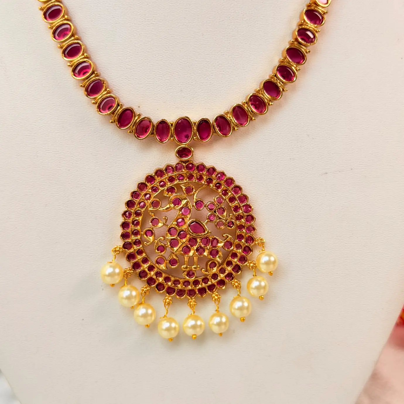 Peacock Filigree Uncut CZ Pendant Necklace Set SJAD004