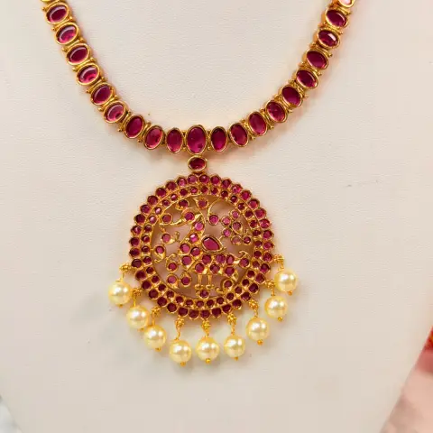 Peacock Filigree Uncut CZ Pendant Necklace Set SJAD004