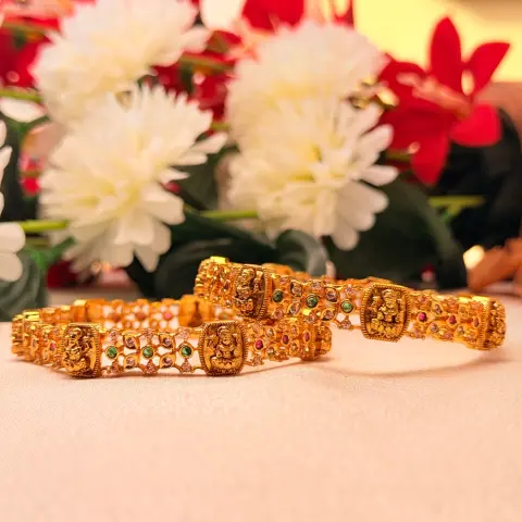 Divine Goddess Lakshmi CZ Temple Bangles